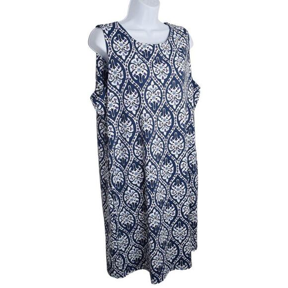 Charter Club Womens Navy White Sleeveless Printed Round Neck Swim Dress XL NWT - Picture 3 of 9